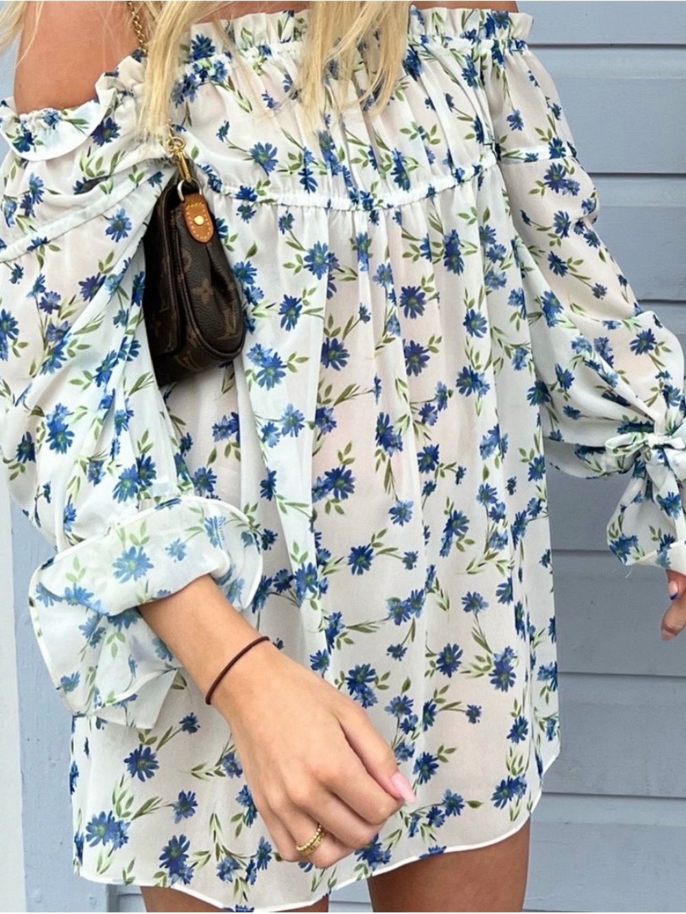 Tularosa Brogan White Mini Dress with Blue Floral Print S - Picture 13 of 13